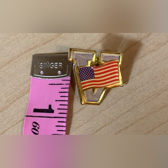 Flag Pin Brooch Letter “V” Initial -Red,White and Blue-Patriotic-4th of July - Picture 4 of 5